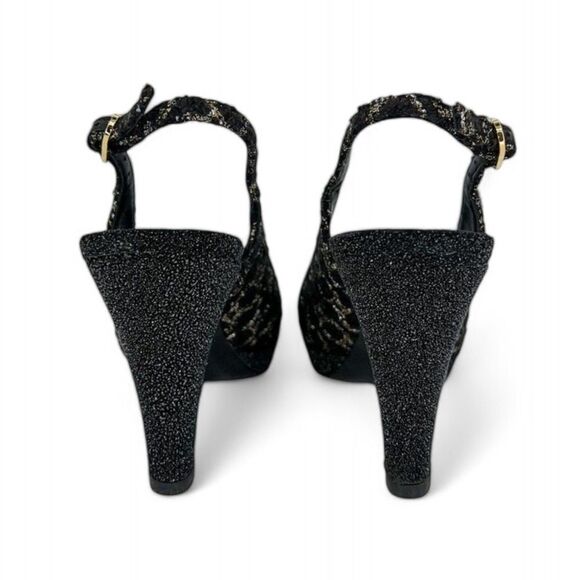 Authentic CHANEL Black CC Logo Cap Toe Block Heel Slingback Sandals Size… - Picture 9 of 16